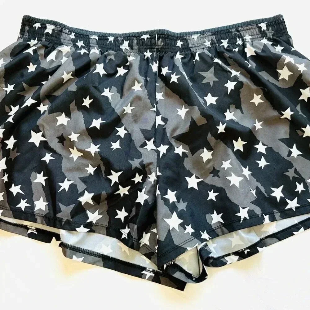 NWT NIKE Women Dry Fit Drawstring Lining Black/Green Stars Running Shorts Sz 2X - Picture 1 of 4